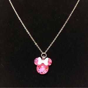 Pink Glitter Minnie Mouse Necklace